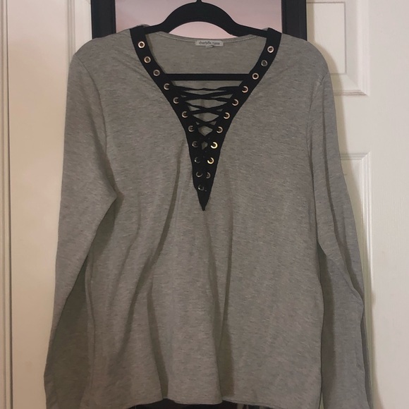 Lace up detail long sleeve shirt - Picture 1 of 1